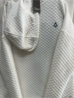 SPEAR White Quilted Hoodie with Black Logo